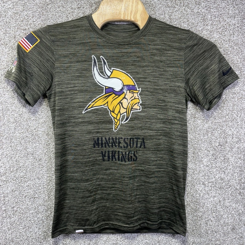Minnesota Vikings Shirt Mens Small Green Salute To Service Nike Dri Fit On Field